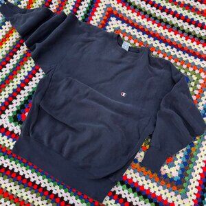 Vintage Champion Reverse Weave Sweatshirt – Navy – Embroidered C Logo – Size XL